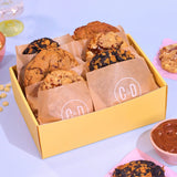 6 x New York Cookies, The Caramel Box by Crumbs & Doilies with caramel pecan, cornflake, and toffee pudding flavors.